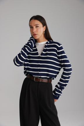 סריג לייק פסים נייבי/לבן