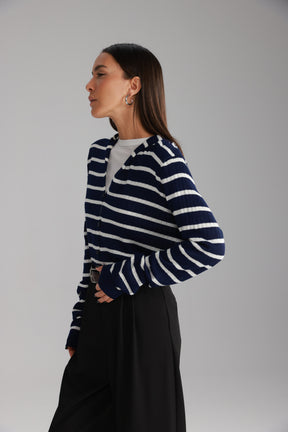 סריג לייק פסים נייבי/לבן