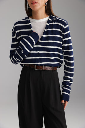 סריג לייק פסים נייבי/לבן