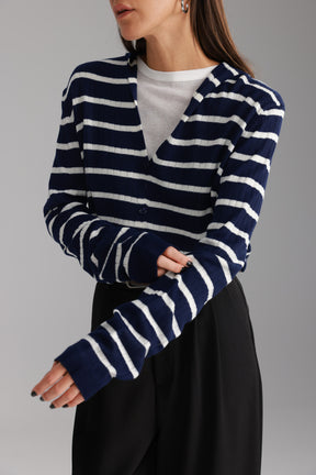 סריג לייק פסים נייבי/לבן