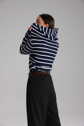 סריג לייק פסים נייבי/לבן