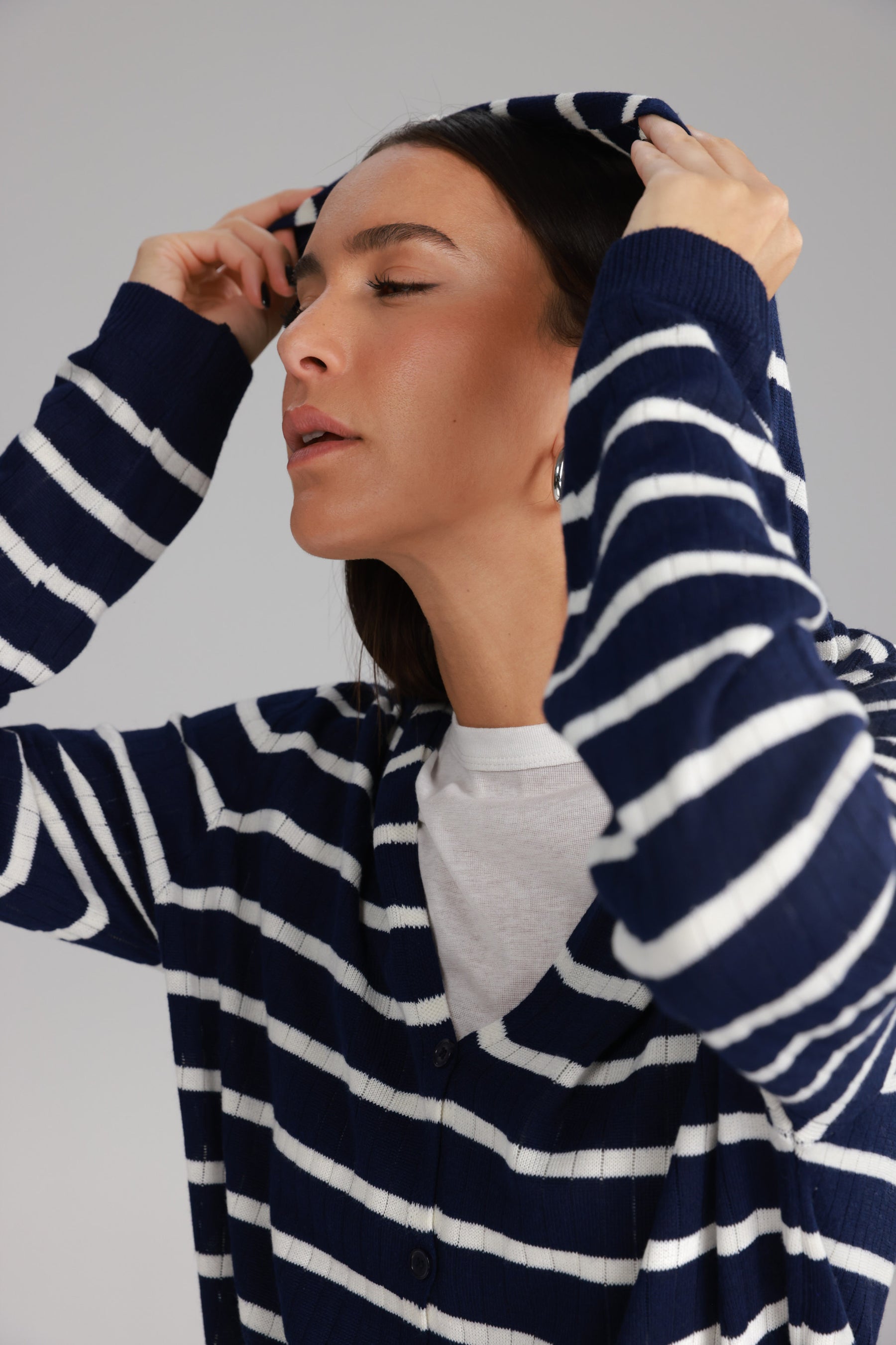 סריג לייק פסים נייבי/לבן