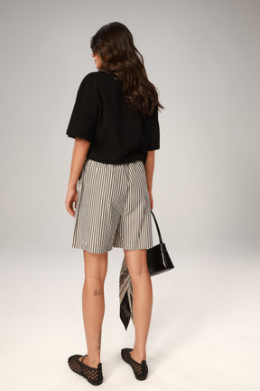מכנסי לייני שחור/שמנת