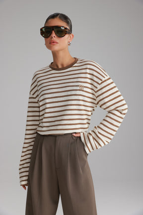 חולצת לוסי פסים שמנת/חאקי