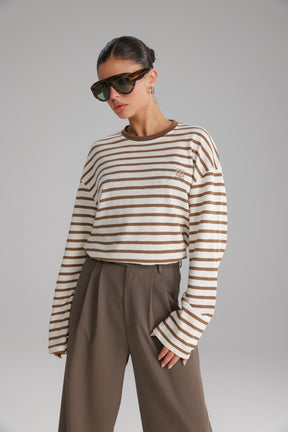 חולצת לוסי פסים שמנת/חאקי