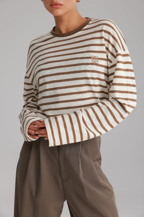 חולצת לוסי פסים שמנת/חאקי