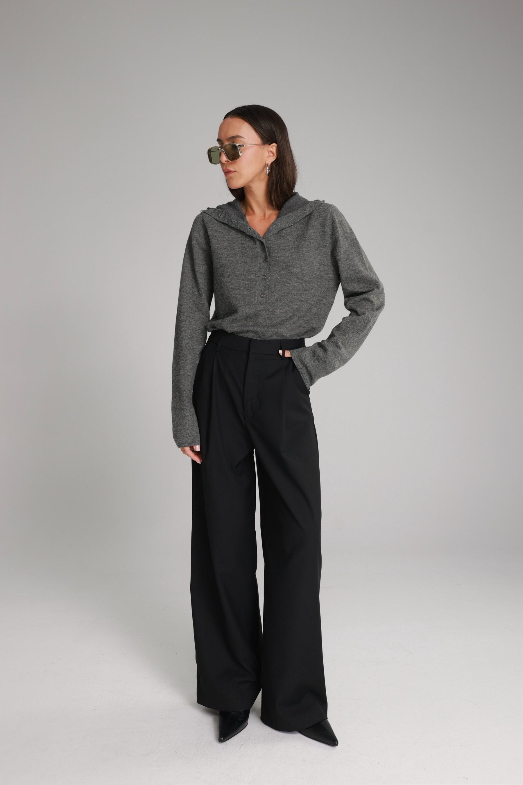 סוודר אירה אפור כהה