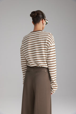 חולצת לוסי פסים שמנת/חאקי