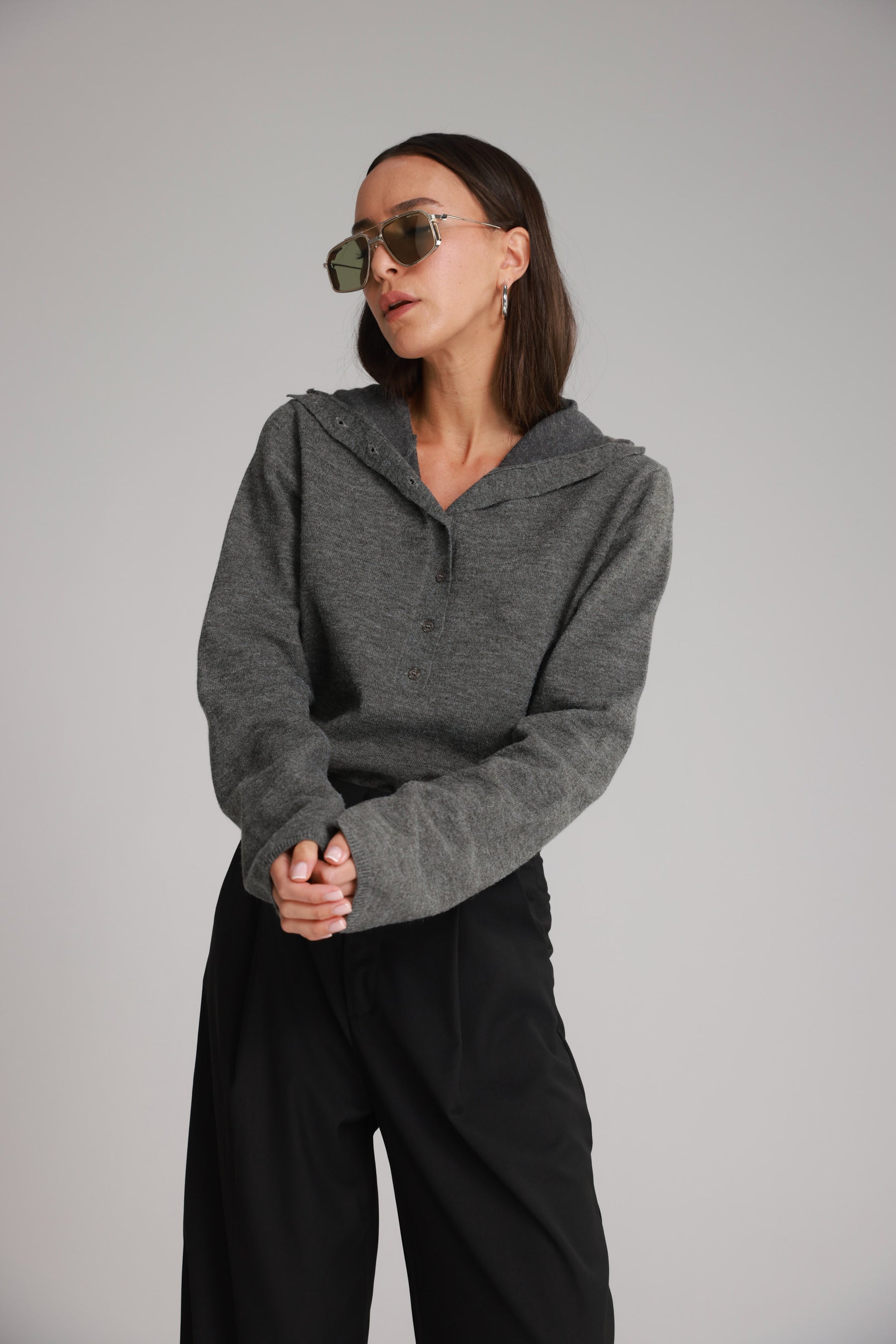 סוודר אירה אפור כהה