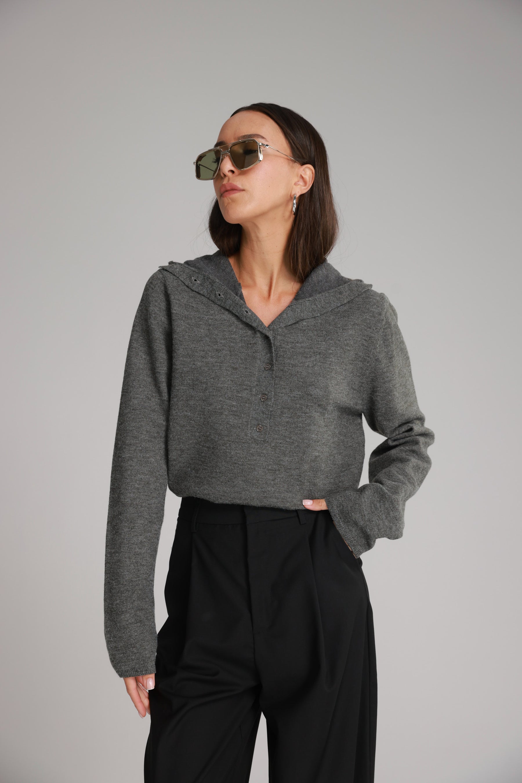 סוודר אירה אפור כהה