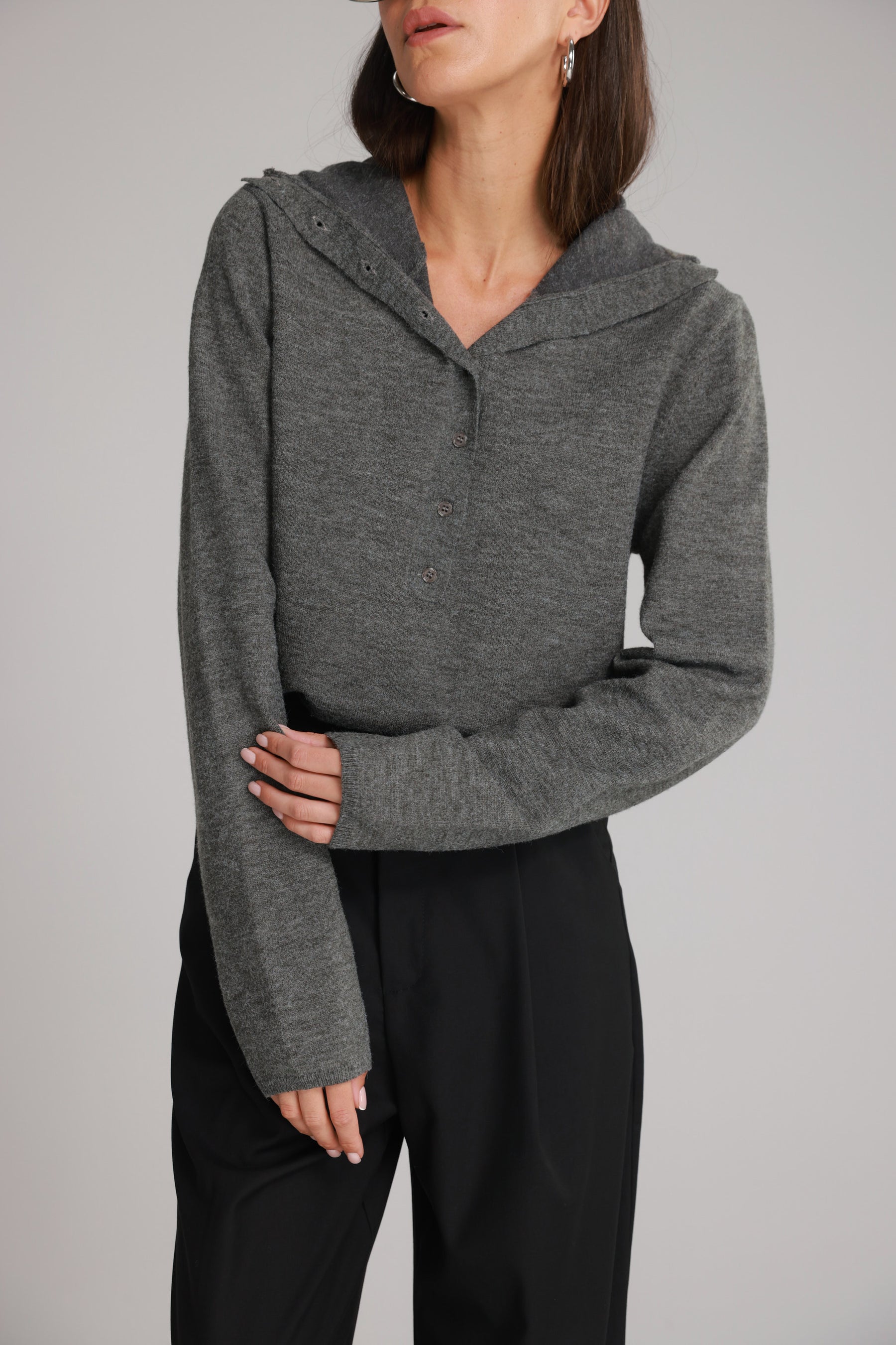 סוודר אירה אפור כהה