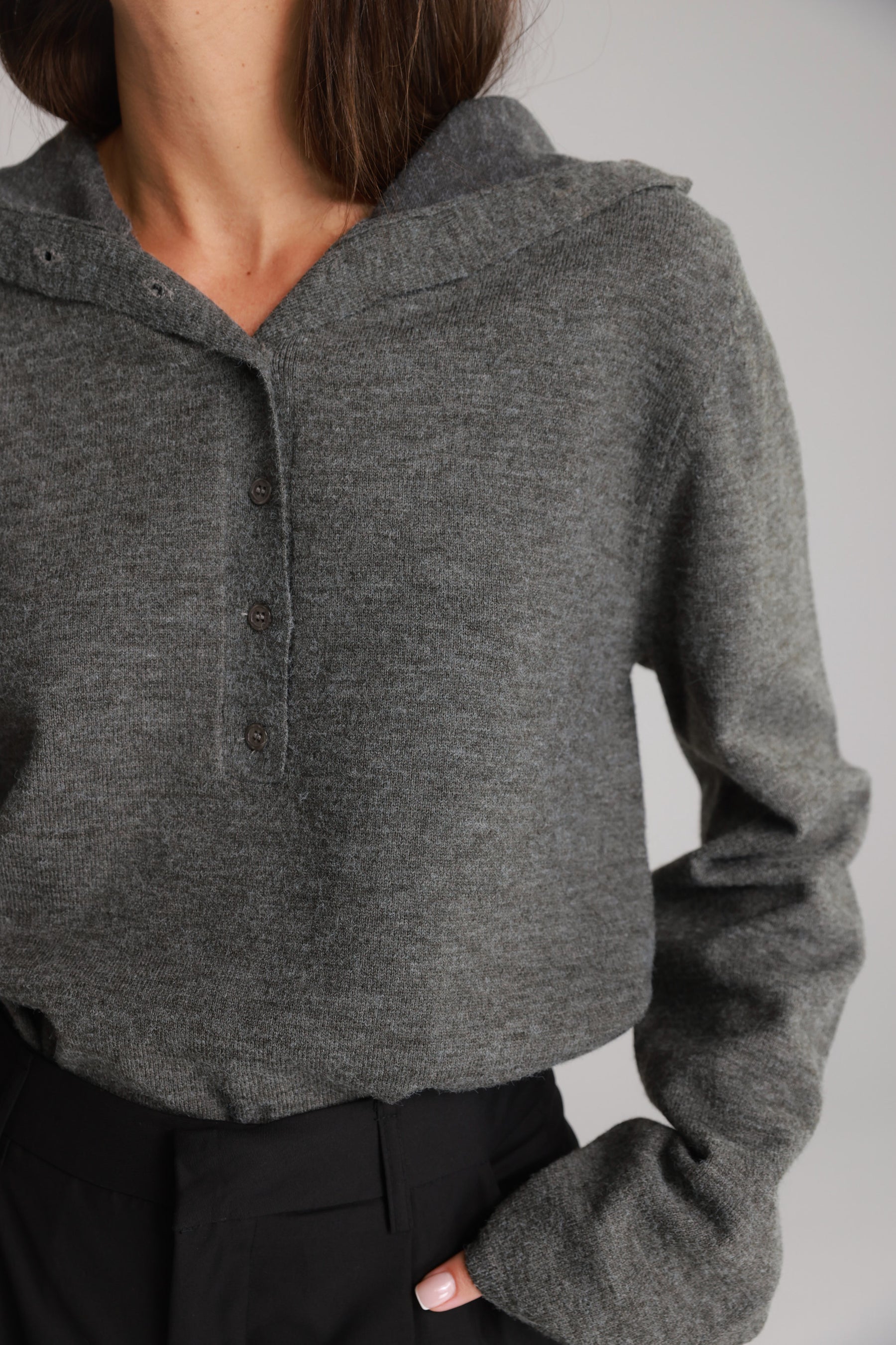 סוודר אירה אפור כהה