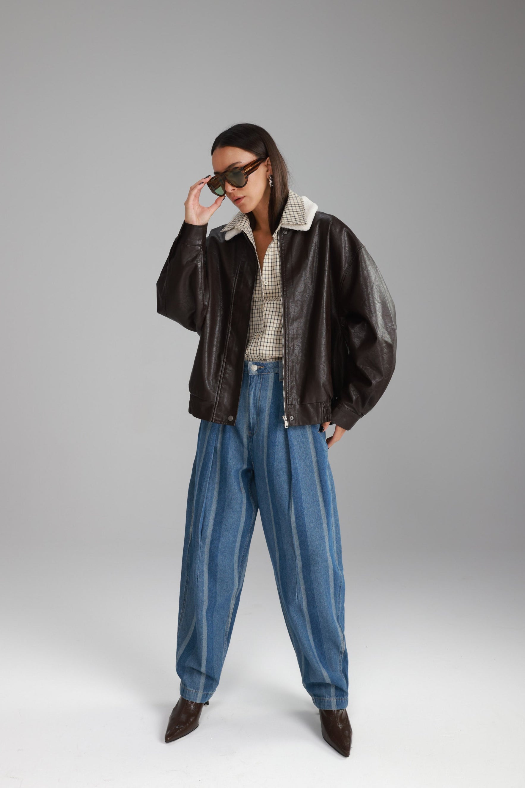 חולצת קולינה בז'/נייבי