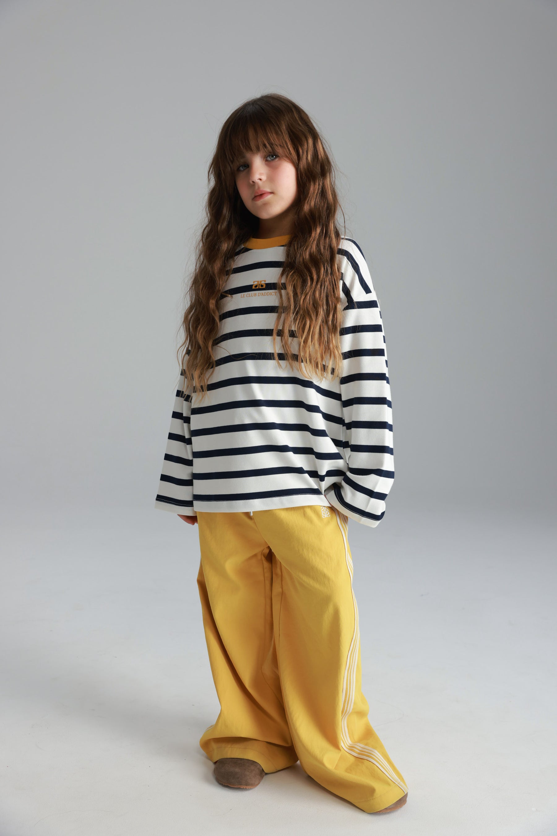 חולצת פול פסים לבן/נייבי