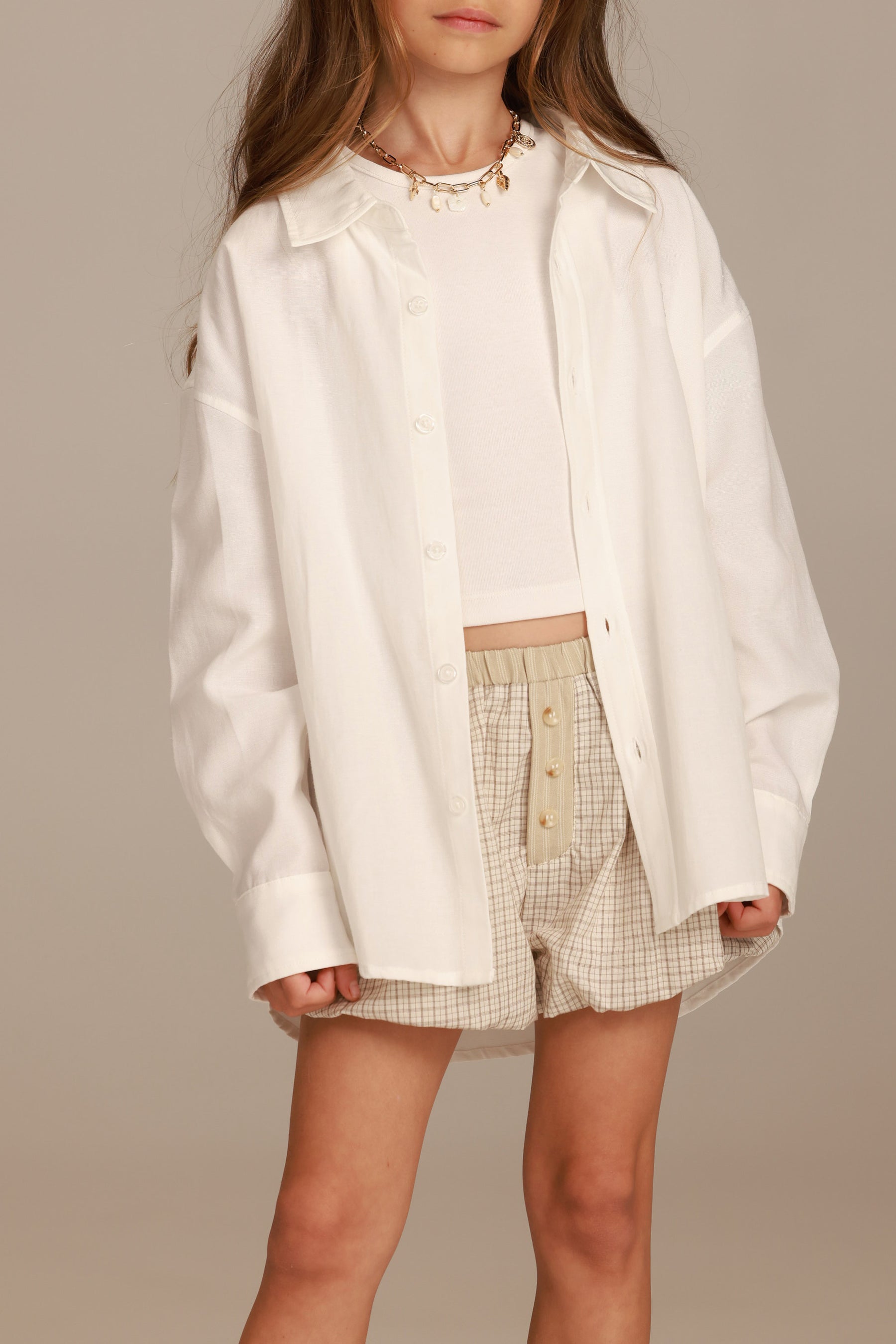 חולצת סיידי מכופתרת לבנה