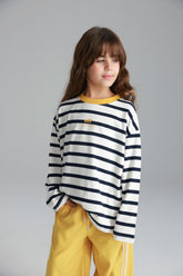 חולצת פול פסים לבן/נייבי