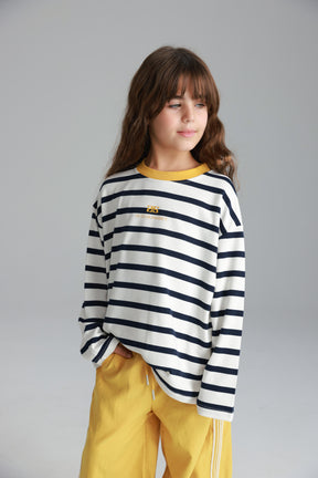 חולצת פול פסים לבן/נייבי