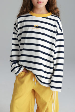 חולצת פול פסים לבן/נייבי