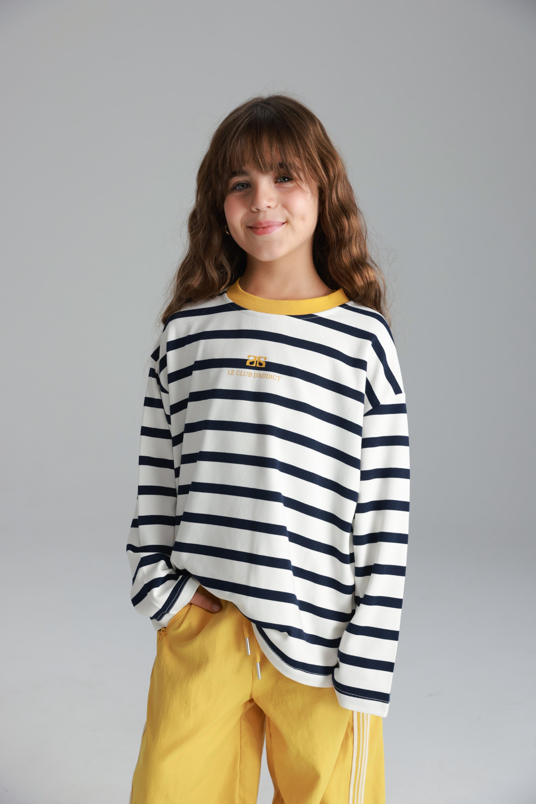 חולצת פול פסים לבן/נייבי