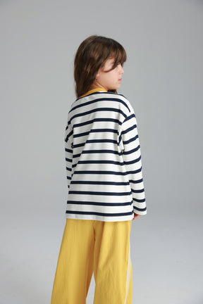 חולצת פול פסים לבן/נייבי