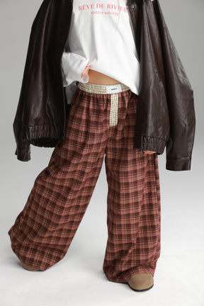 מכנסי נאלי משבצות בורדו