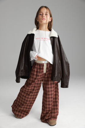 מכנסי נאלי משבצות בורדו