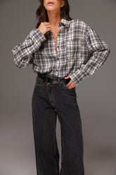 חולצת אביגיל מכופתרת אפורה