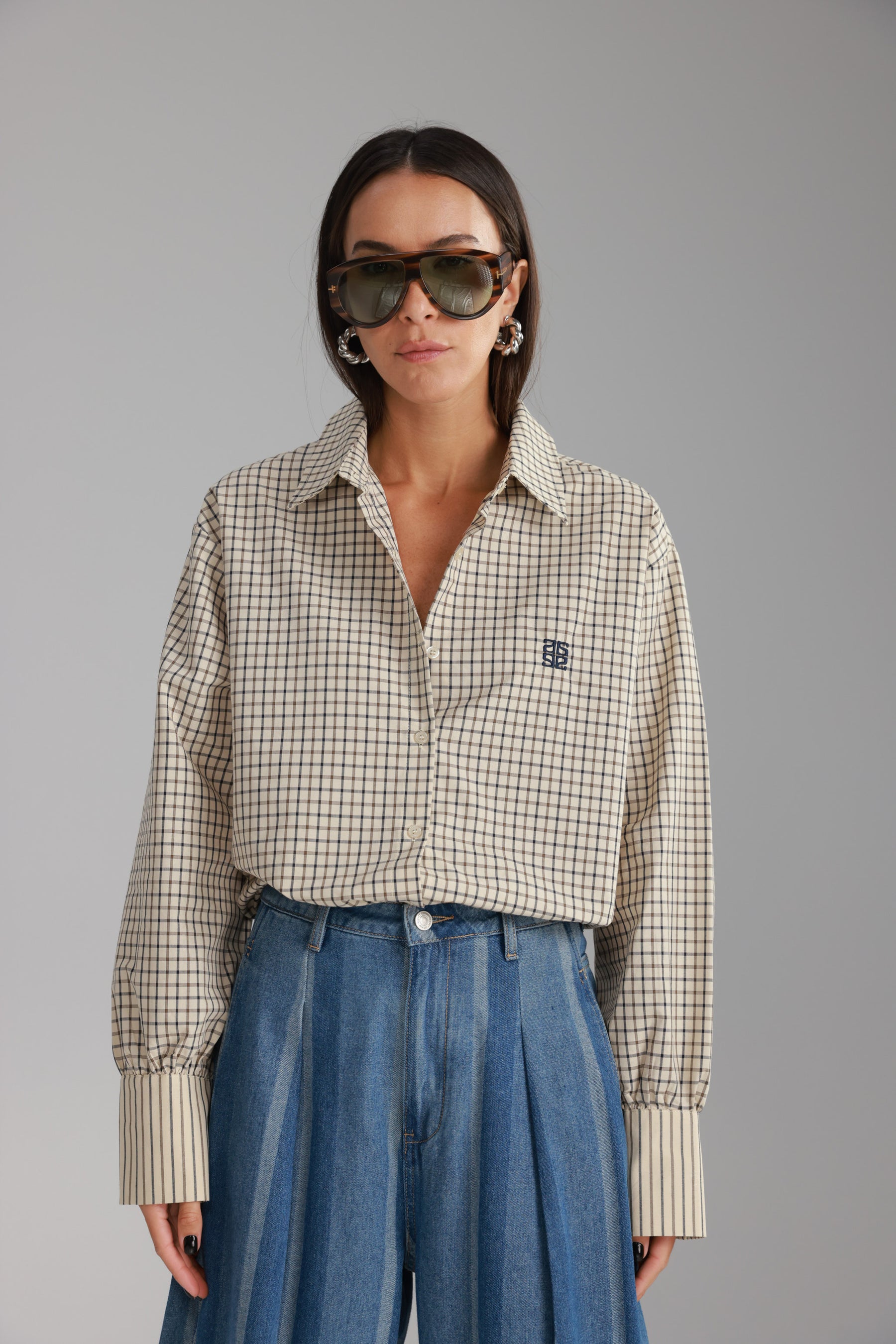 חולצת קולינה בז'/נייבי