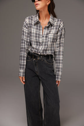 חולצת אביגיל מכופתרת אפורה