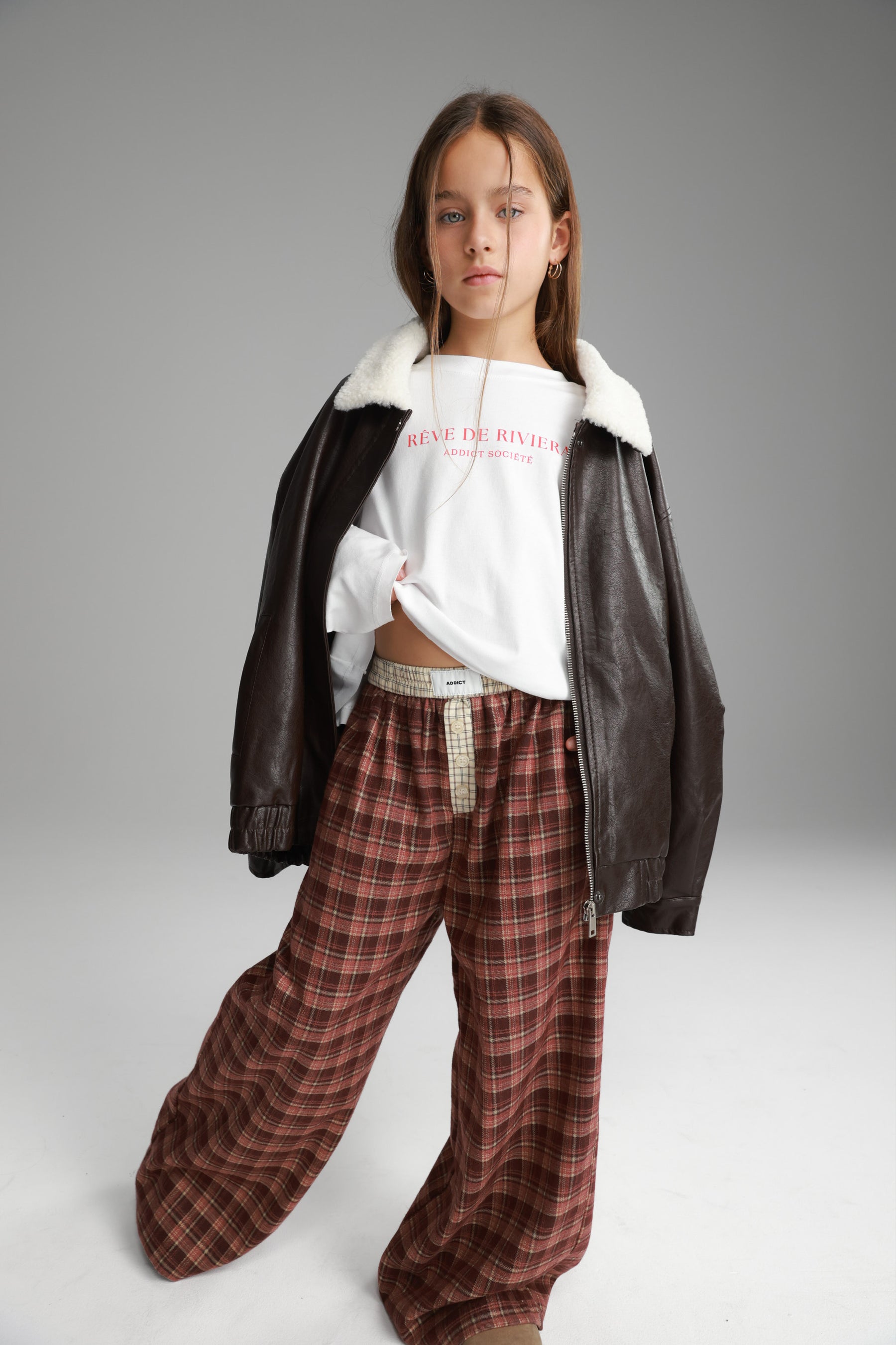 מכנסי נאלי משבצות בורדו