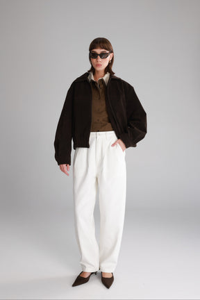 חולצת הנרי מכופתרת חומה