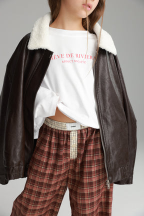 מכנסי נאלי משבצות בורדו