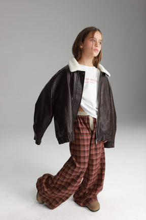 מכנסי נאלי משבצות בורדו