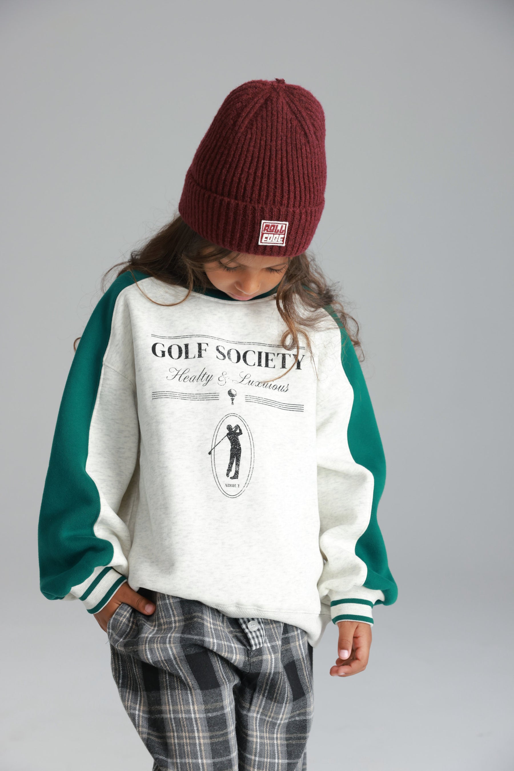 סוויטשירט קיארה אפור/ירוק