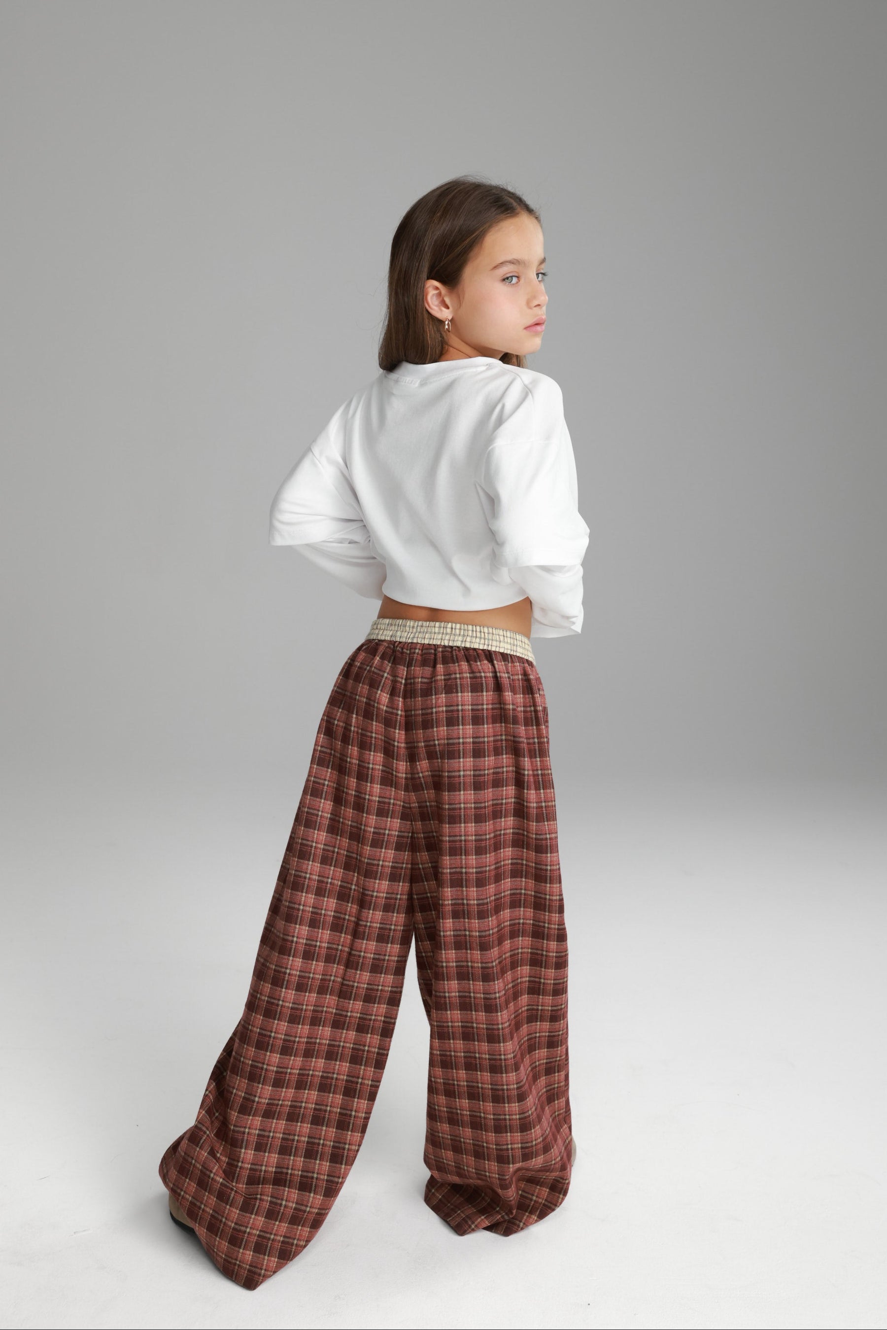 מכנסי נאלי משבצות בורדו