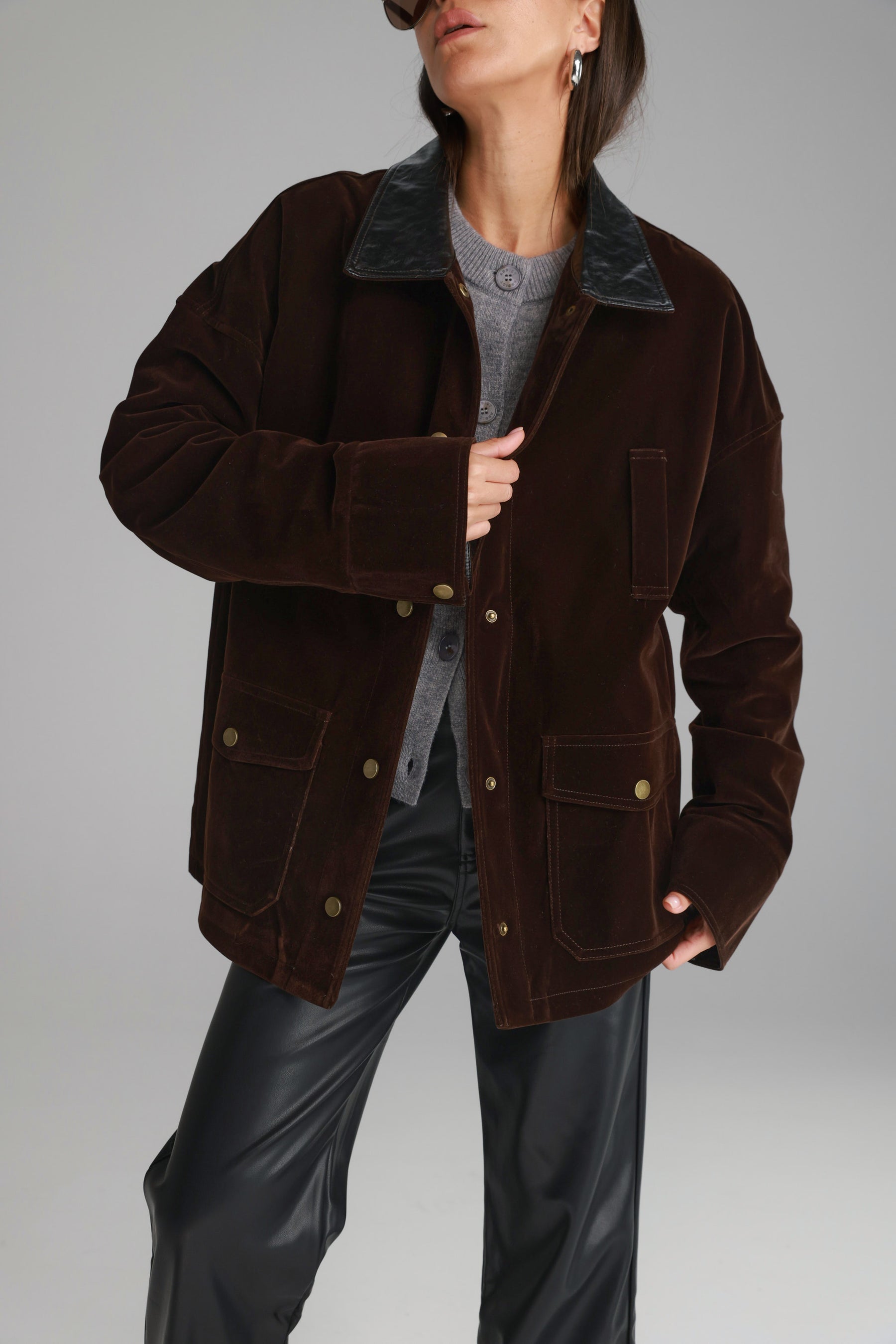 ג'קט אדריאנה חום כהה