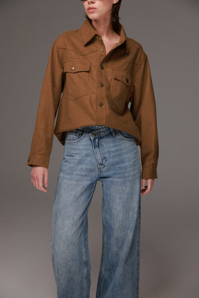 חולצת שיינה מכופתרת חומה