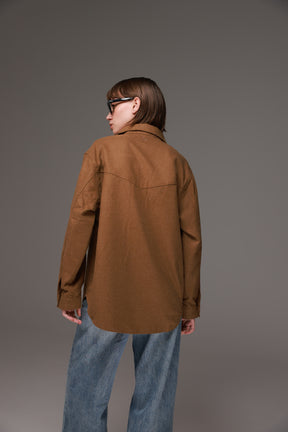 חולצת שיינה מכופתרת חומה