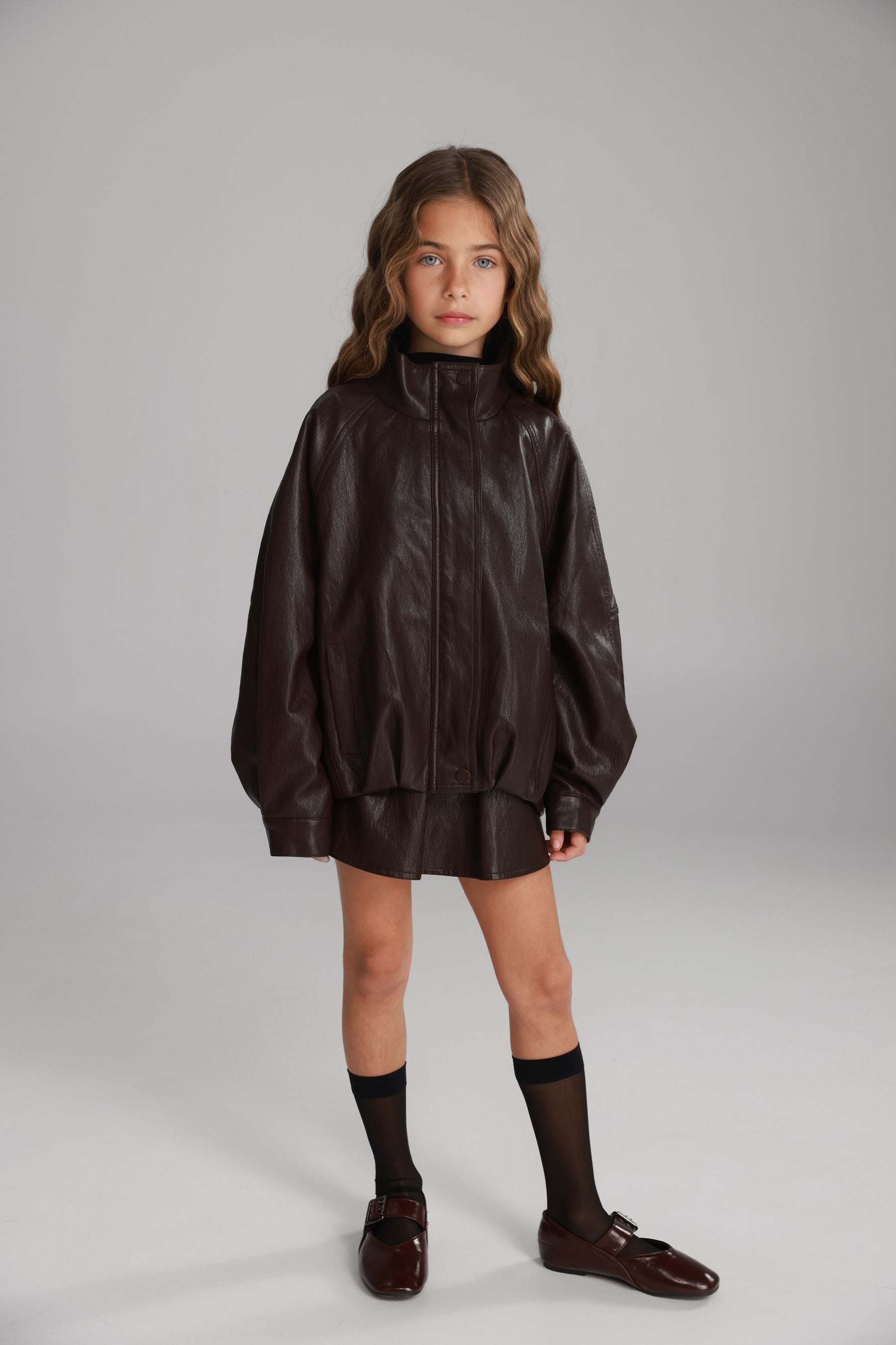 מעיל מייליס דמוי עור בורדו