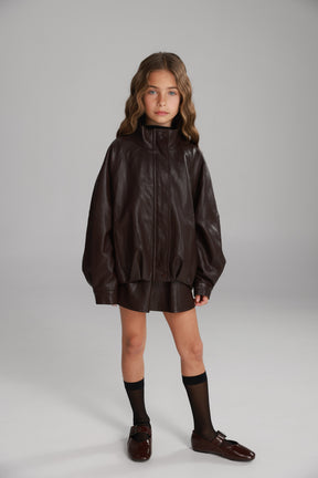 מעיל מייליס דמוי עור בורדו