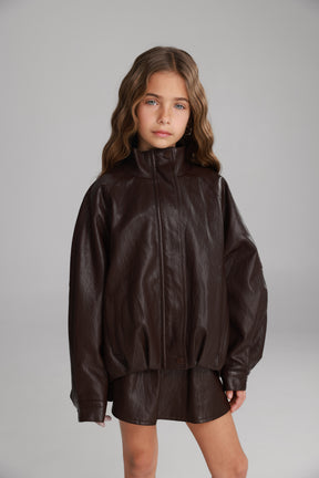 מעיל מייליס דמוי עור בורדו