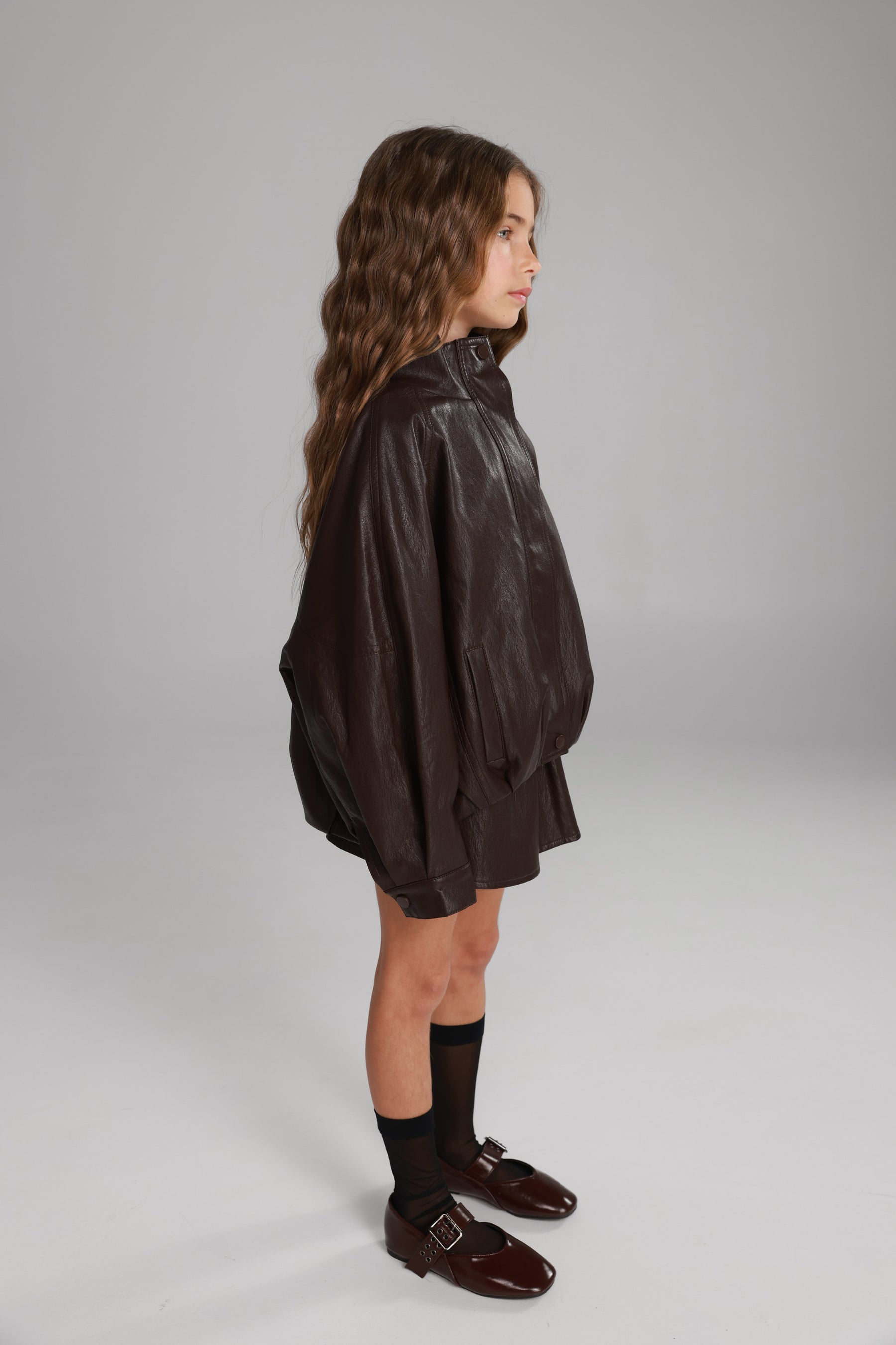 מעיל מייליס דמוי עור בורדו