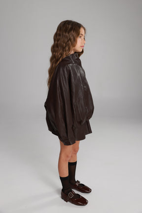 מעיל מייליס דמוי עור בורדו