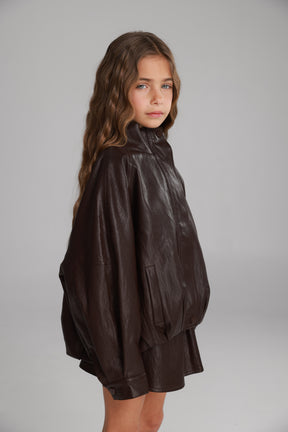 מעיל מייליס דמוי עור בורדו