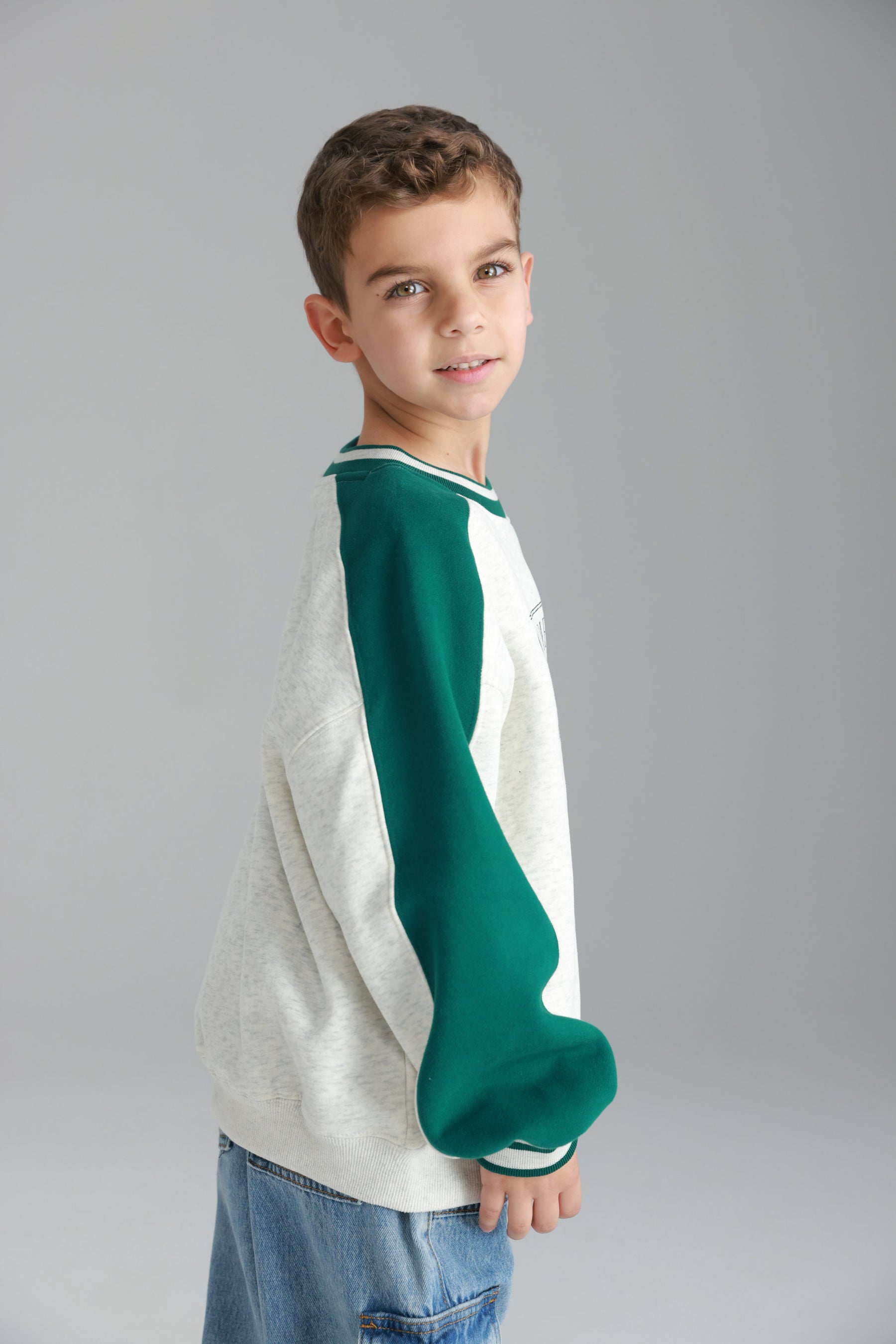 סוויטשירט קיארה אפור/ירוק