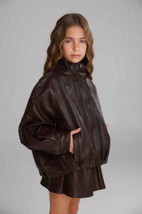 מעיל מייליס דמוי עור בורדו