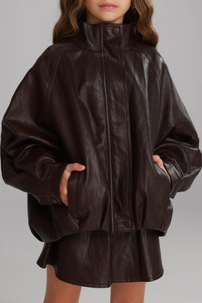 מעיל מייליס דמוי עור בורדו