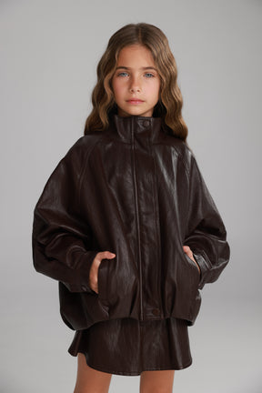 מעיל מייליס דמוי עור בורדו