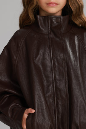 מעיל מייליס דמוי עור בורדו