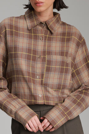 חולצת מאדי מכופתרת חום/בז'